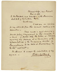 1831 Autograph Letter Signed by Roberts Vaux, Pennsylvania Abolitionist, Reformer of Education and Prisons, and Jurist