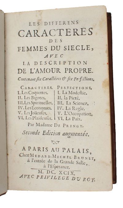 Les differens caractères des femmes du siecle avec la description de l'amour propre. - [EARLY FEMMINIST WORK] (photo 2)