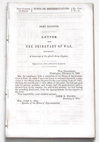 cover of Army Register Letter From the Secretary of War Transmitting A Transcript of the Official Army Register