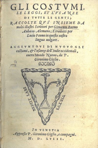 Gli Costumi, le Leggi, et l’Usanze di tutte le…