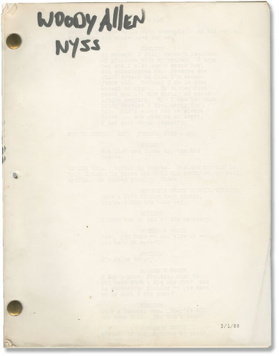 New York Stories: Oedipus Wrecks (Original screenplay for the third segment of the 1989 anthology film, copy belonging to Woody Allen)