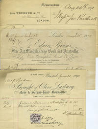 image of Bookseller invoices from London and Bristol, with franked envelopes