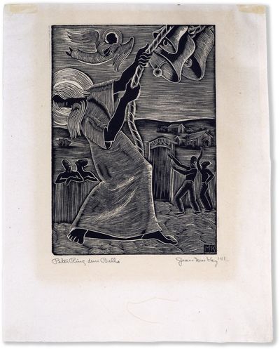 Original Wood Engraving: "Peter Ring Dem Bells," 1941