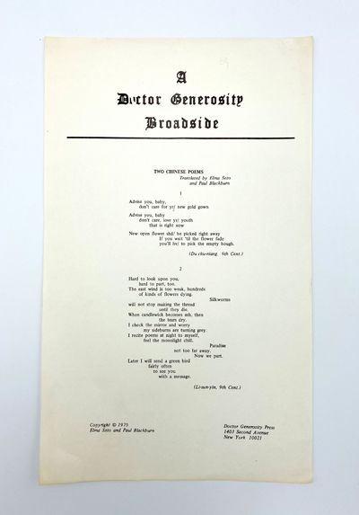 Two Chinese Poems [Broadside]