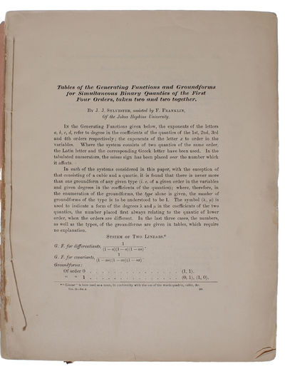 A Quincuncial Projection of the Sphere + On the Ghosts in Rutherfurd's Diffraction-Spectra. [In: American Journal of Mathematics. Volume II. Number 4.]. - [THE PEIRCE QUINCUNCIAL PROJECTION + "GHOSTS"] (photo 2)