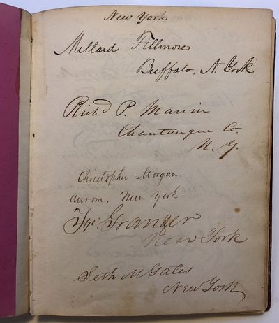 Vice President Richard M. Johnson's personal autograph ledger book with hundreds of signatures of Senators, Supreme Court Justices, Presidents, and more