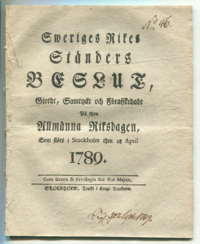 Sweriges rikes ständers beslut, gjordt, samtyckt…