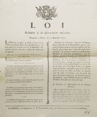 Loi Relative à la décoration militaire. Donnée à Paris, le 7 Janvier 1791