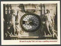 GRAND MARNIER POSTCARD, WORKERS CLEANING CLOCK HOTEL DE VILLE, PARIS