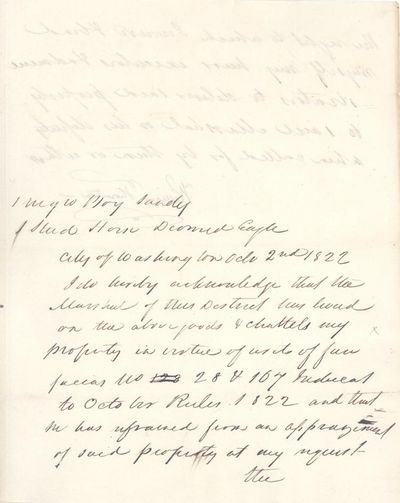 The Architect Of The United States Capitol Writes To The Marshall Of The District Of Columbia