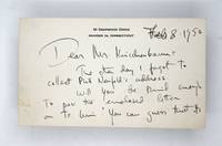 Autograph Note, Signed, to David Kirschenbaum ("Dear Mr. Kirschenbaum")