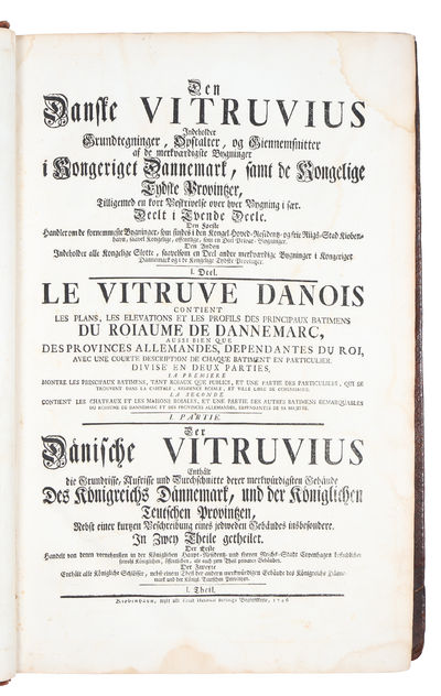 Den Danske Vitruvius [The Danish Vitruvius]. Indeholder Grundtegninger, Opstalter, og Giennemsnitter af de mærkværdigste Bygninger i Kongeriget Dannemark, samt de Kongelige Tydske Provintzer, Tilligemed en kort Beskrivelse over hver Bygning i sær. Dee... - [A MONUMENT OF BAROQUE ARCHITECTURE] (photo 17)