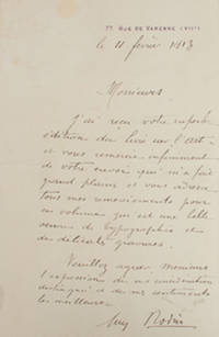 Autograph Letter Signed (ALS) thanking the publishers for sending an art book