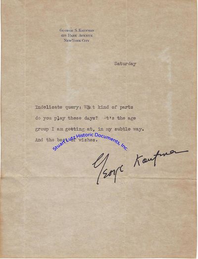 Playwright George Kaufman Queries An Actor