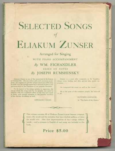Selected Songs of Eliakum Zunser