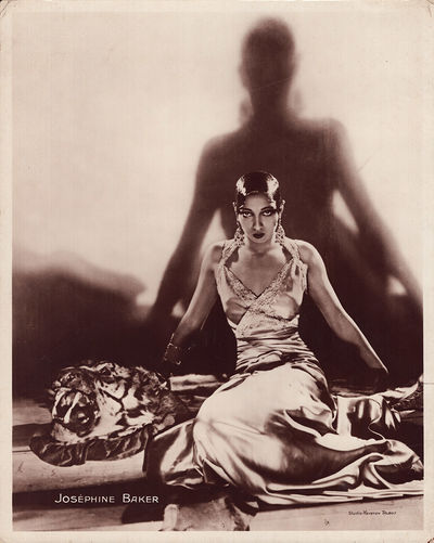 JOSEPHINE BAKER [ca. 1927] Iconic tiger rug oversized French photo