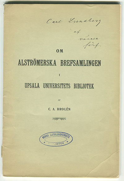 Om Alströmerska brefsamlingen i Upsala…