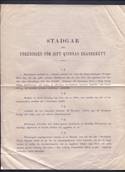 [Föreningen för gift kvinnas äganderätt] Stadgar…