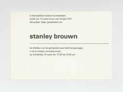 Exhibition card: het projekt ‘steps’ gerealiseerd van stanley brouwn (18 March-18 April 1971)