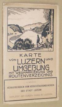 Karte von Luzern und Umgebung mit wegmarkierung und routenverzeichnis. 1:25000