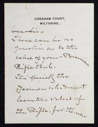 image of Autograph letter signed about the Burnham Rifle Club
