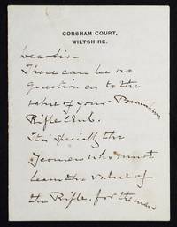 Autograph letter signed about the Burnham Rifle Club