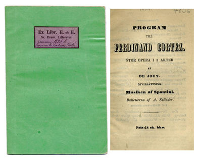 Program till Ferdinand Cortez. Stor opera i 3…