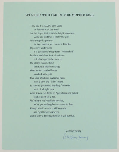 Splashed With Eau De Philospher King (Signed Broadside)