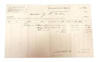 Tax Reciept from Leavenworth County in 1879 for taxes paid by J. F. Miller signed at bottom by J. Lewis Waller Esq