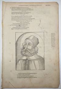 image of 16th-century leaf with a large illustration of Galen from Ambroise Paré's Aphorismes