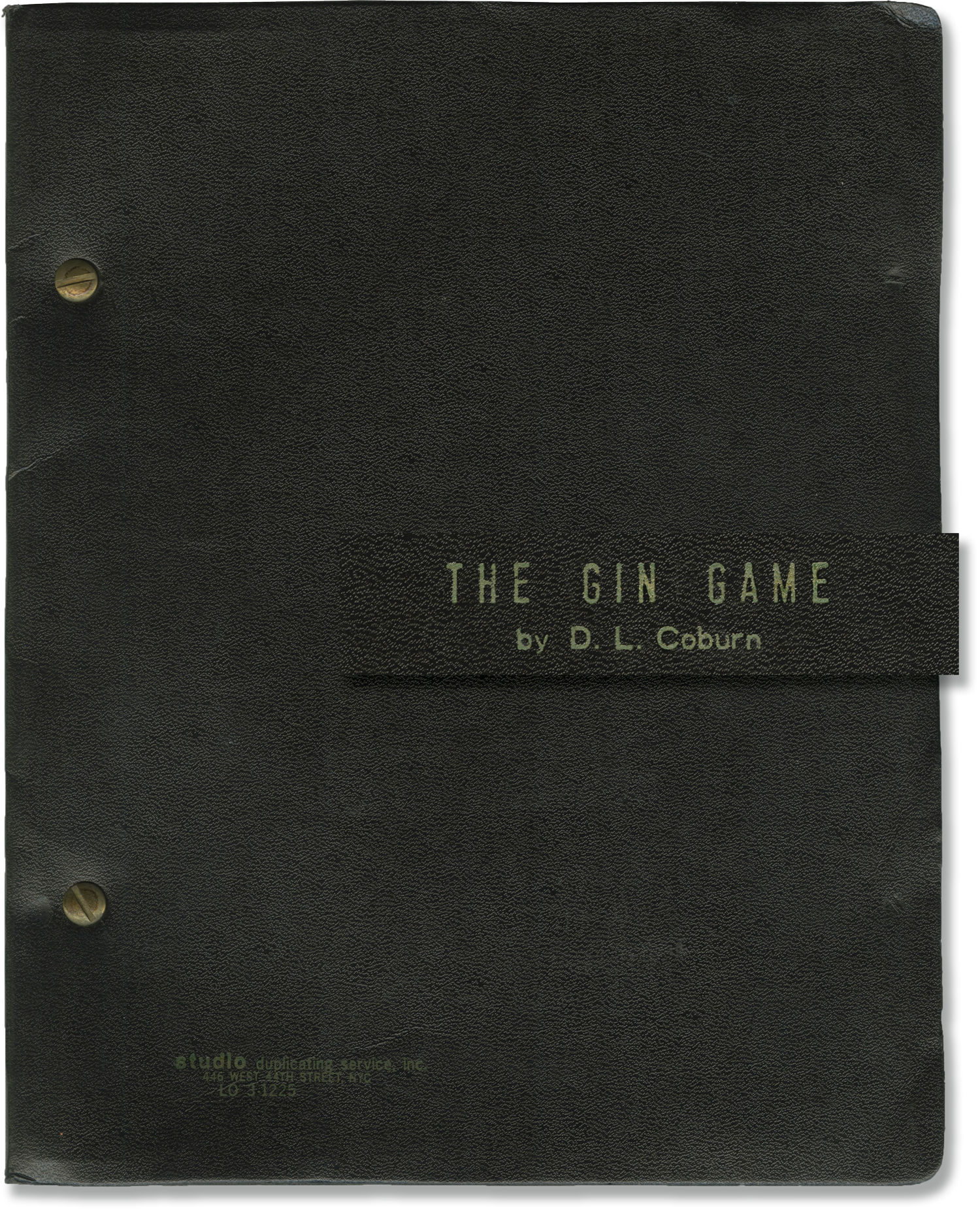 BIBLIO The Gin Game (Original script for the 1977 play, Hume Cronyn's