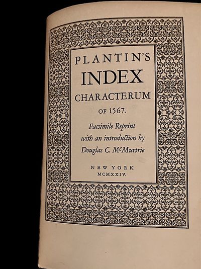 Plantin's Index Characterum of 1567
