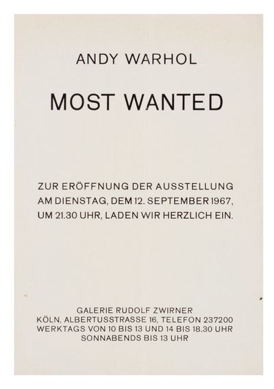 Andy Warhol: Most Wanted (Announcement)
