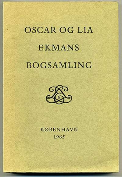 Katalog over ingeniør Oscar Ekmans og fru Lia…