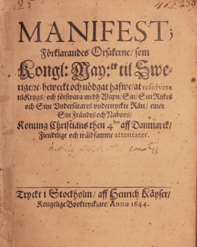 Manifest; förklarandes orsakerne, som kongl:…