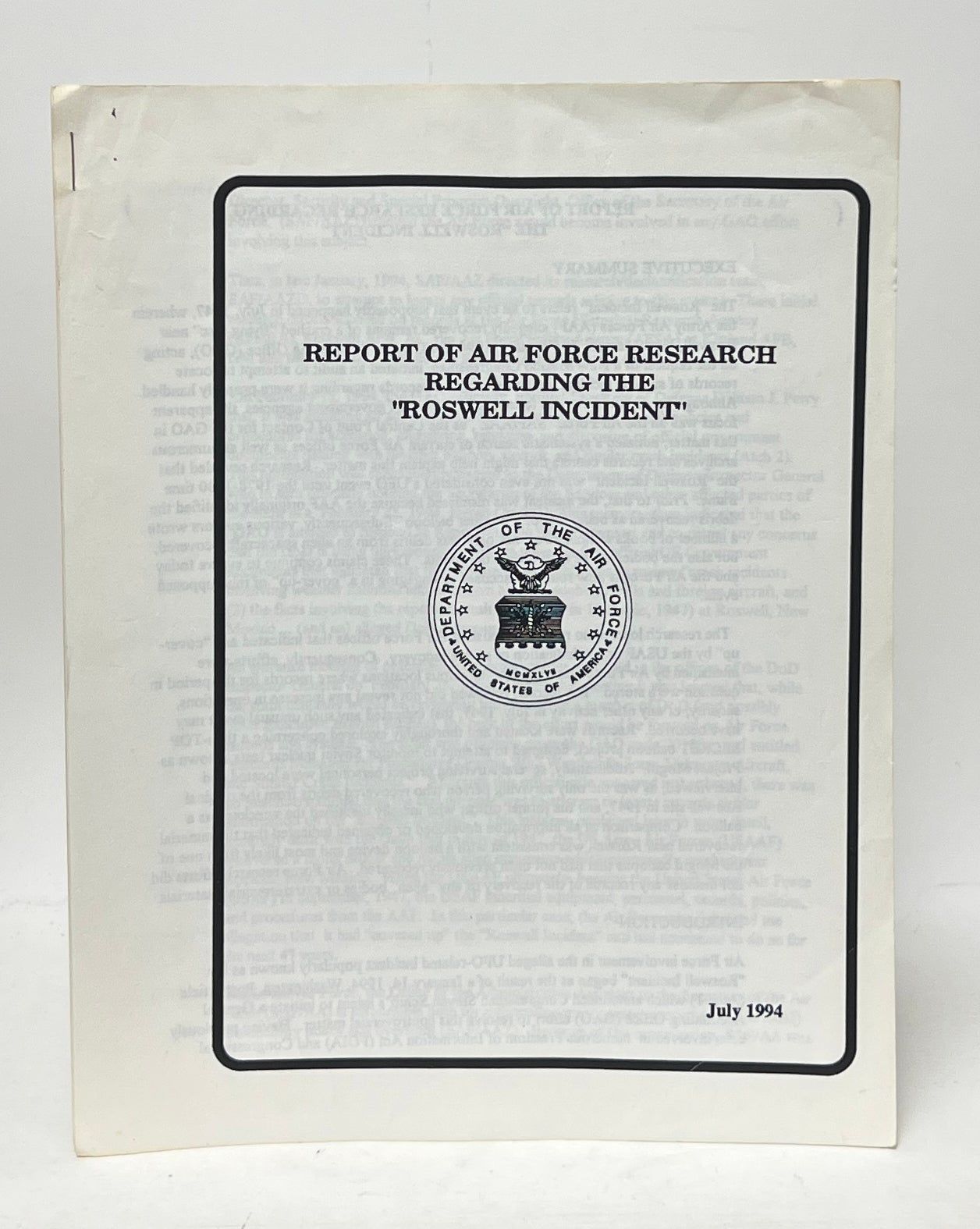 Report of Air Force Research Regarding the "Roswel