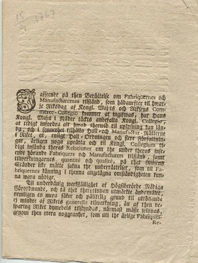 I afseende på then berättelse om fabriquernes och…
