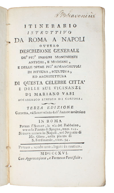 Itinerario Istruttivo da Roma a Napoli Ovvero Descrizione generale de' più insigni Monumenti antichi e moderni e delle Opere più rimarchevoli di pittura, scultura, ed architettura di questa celebre città e delle sue vicinanze. Terza edizione Corrett... (photo 2)
