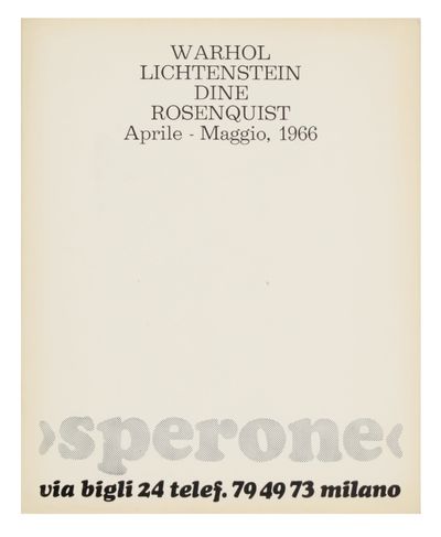 Warhol, Lichtenstein, Dine, Rosenquist: Aprile - Maggio, 1966