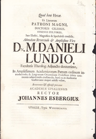 Ut literarum patroni magni ... D. M. Danieli…