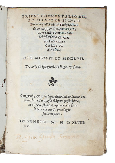 Brieve commentaria; nelle Guerra della Germania fatta del felicissimo & maxima Imperadore Carlo. V. d'Austria del MDXLVI. et MDXLVII. Tradotto di Spagnuolo in lingua Toscana. (photo 2)
