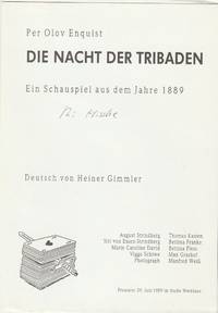 Programmheft Per Olov Enquist: DIE NACHT DER TRIBADEN Premiere 29. Juni 1989 im Studio Werkhaus by Nationaltheater Mannheim, Arnold Petersen, Juliane Votteler, Annette Gilcher, Christoph Zimmermann, Johann JÃ¶rg ( Plakatentwurf )