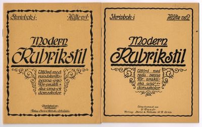 Skrivbok i modern rubrikstil. Utförd med…
