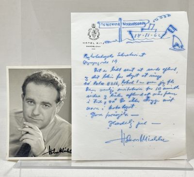 Originalt håndskrevet brev med tegning, original…