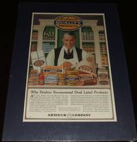 Large 1917 Full Page Color Store Clerk for Armour Products, Matted Ready  to Frame a Great Image