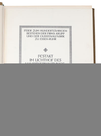Krupp 1812 - 1912. Zum 100jährigen Bestehen der Firma Krupp und der Gussstahlfabrik Essen-Ruhr (+) Festakt im Lichthohf des Hauptverwaltungsgebäudes. (photo 3)