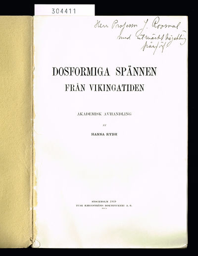 Dosformiga spännen från vikingatiden. Akademisk…