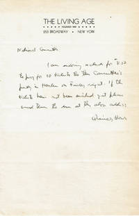 AUTOGRAPH LETTER SIGNED BY REFORMER-JOURNALIST QUINCY HOWE WHO WAS INFLUENTIAL IN DOMESTIC AND...