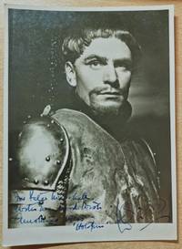 Signed black & white photo of Lawrence Olivier in armour - 