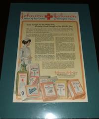 Large 1917 Full Page Color Ad for Johnson & Johnson Medical Products,  Matted Ready to Frame , Great Vintage Image